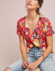 Anthropologie Maeve Floral Red Clemente Tee women’s size small