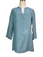 Loro Piana Linen, Wool, & Silk Woven Tunic Top Blouse