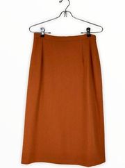 Max Mara Burnt Orange Wool Lined Pencil Midi Skirt