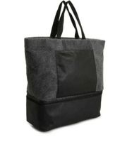 DSW Exclusive Gray Wool Like Tote Overnight Weekender Bag Gray & Black