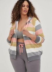 Torrid Super Soft Fleece Colorful Stripe Full Zip Jacket 2