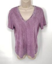 Cotton Citizen Womens NEW Standard V-Neck Tee Short Sleeve Size L Vintage Purple