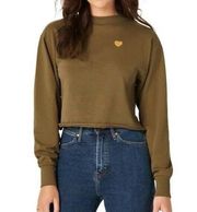 NEW Fred Segal X Wrangler Green Good Jeans Crop Sweatshirt Size XS