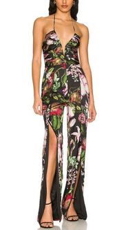 Katie May Never Cross Jumpsuit Dark Garden Black Floral SMALL Wide Split Leg NEW