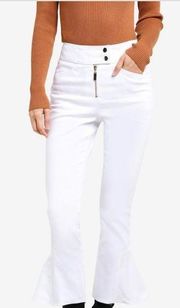 Topshop Stretch Flare Cropped Jeans White Womens Size 2