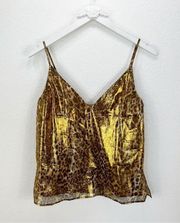 Cami NYC The Olivia Metallic Gold Silk Blend Camisole Tank Top Animal XS NWT