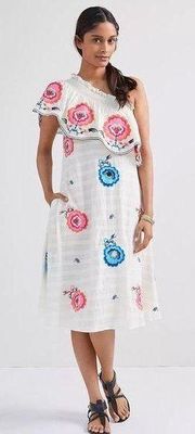 One-Shoulder Maxi Dress Embroidered Floral Size L New w/Tag $258