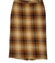 MaxMara High Rise Pencil Skirt Size 2 Wool Plaid