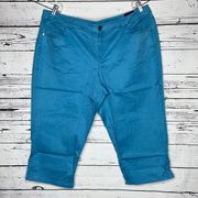 Lane Bryant NWT Size 20 Blue Colored Denim 5 Pocket Jean Capris