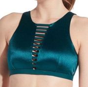 Calia By Carrie Underwood Swim Top Cage Front High Neck Swim Top Teal Sz XL NWT