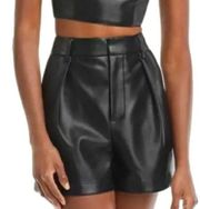 NEW 7 for all Mankind Black Faux Leather Tailored Mom Shorts size Large