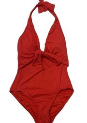 NEW - VINCE CAMUTO Women's Poppy Red Knot-Front Tie Halter One Piece Swimsuit 4