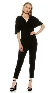 Alexia Admor Black V-Neck Drape Sleeve Formal Career Women's Jumpsuit Size XS