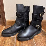 Stuart Weitzman black combat boots