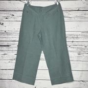 Eileen Fisher Size M Green Silk/Linen Blend Cropped Pants