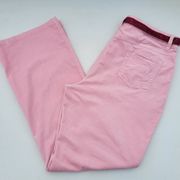 Cato Pink Corduroy Belted High Rise Flare Jeans Size 16