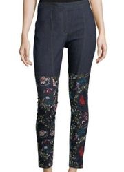 Cinq à Sept Eva Marie Denim Pants with Floral Embroidery Size 4