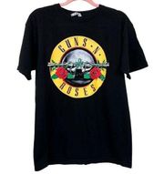 Vintage Guns N Roses Band T Shirt Circle Logo Black Short Sleeve