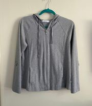 Liz Wear By  Grey Hooded Zip Up Jacket Size Medium