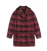 NEW Coach Plaid Peacoat Dark Cranberry Red Black Wool Alpaca