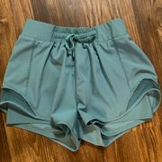 Teal workout shorts with spandex