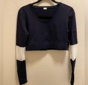 Free People  X Kilogear Navy & White Mesh Cut Power Crop Top Size M New