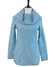 Dressbarn Westport Women's Sweater Cowl Neck Textured Blue Size Medium