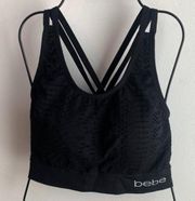 Bebe Black Mesh Crossback Sports Bra Size 1X