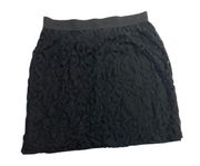 Women’s Black Lacy Mini Skirt, Size Medium,Elastic Waist, Lined