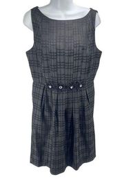 Max and Cleo Womens Sheath Dress Plaid Cocktail Sleeveless Pleated Lined Gray 12