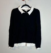 Joie black and white collared layered sweater