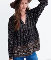 Madewell  | Silk Boheme Popover Peplum Tunic Shirt in Burnished Floral | small