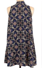 Soprano blue and tan abstract print shift dress size XS