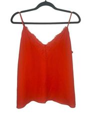 Socialite Lace V-Neck Red/Orange Cami Tank Top - Women’s L