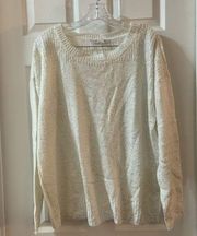 Peter Nygard Cream/Silver Metallic Knit Sweater L