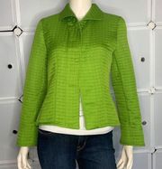 Harve Bernard Vintage Lime Green Quilted Open Front Jacket Size 4