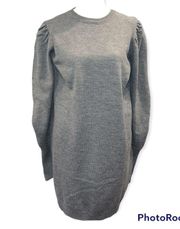 Wayf Gray Lola Puff Sleeves Mini Sweater Dress Size M