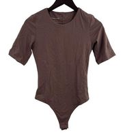 Everlane Short Sleeve Crewneck Bodysuit Peppercorn Brown New Small