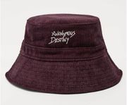 ZARA Eggplant Purple Embroidered Corduroy Bucket Hat