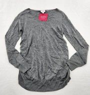 Isabel Maternity Size XS Gray Long Sleeve Shirred Side Knit Top