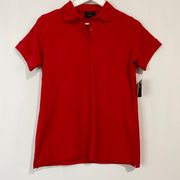 Ultra Club Women’s The Basics Button Short Sleeve  Red NWT