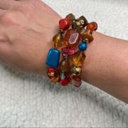 Francesca’s Beaded Stone Wrap Blue Red Bracelet