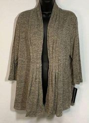 Notations Women’s Shrug Open Front Knit Cardigan Sweater Gray Size XL NWT