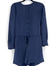 Lauren Ralph Lauren Women's Button Front One Piece Romper Navy Blue Size Small