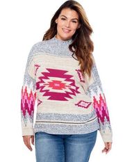 NWT Nic + Zoe Plus Fall Feelings Sweater in Neutral Multi