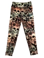 Cropped Skull and Floral Leggings