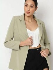 NWT Missguided Tailored Coordinated Boyfriend Blazer in Sage Size 8