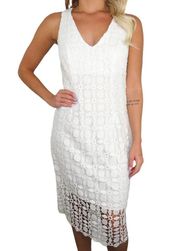 Bisou Bisou White Lace V-Neck Lace Up Formal Mini Dress Size 8