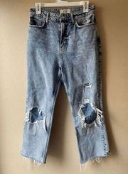 We the Free High Rise Raw Hem Cropped Straight Leg Jean Women's Size 28