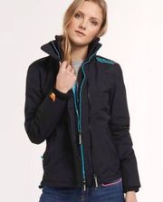 SUPERDRY Japan Multi Zip Black Teal WINDCHEATER Women’s Jacket Size M